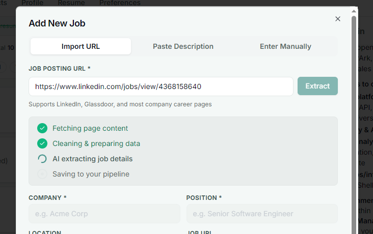 Job posting analysis extracting skills and requirements